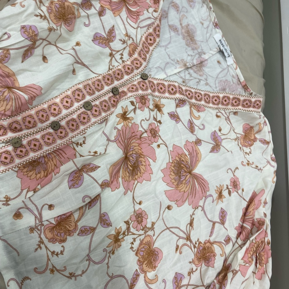 Floral Pink and Brown Blouse